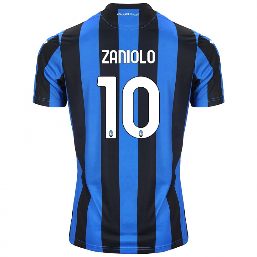 Bambino Maglia Nicolo Zaniolo #10 Blu Nero Kit Gara Home 2024/25 Maglietta