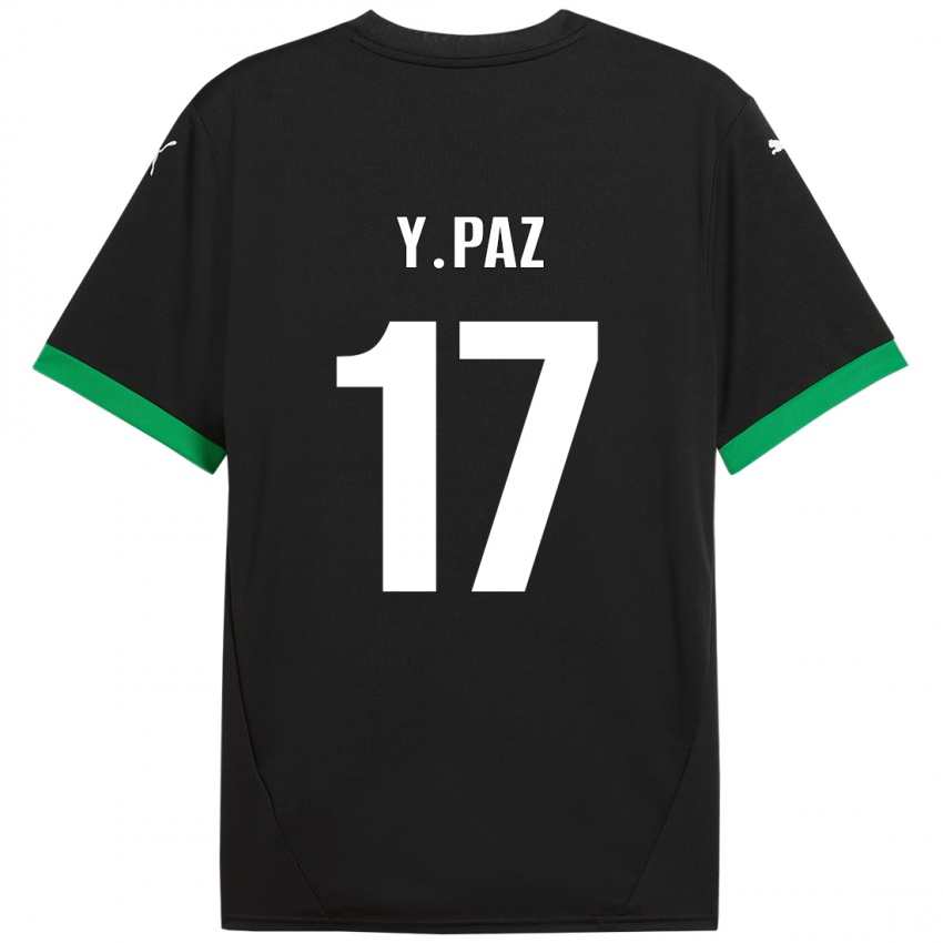 Bambino Maglia Yeferson Paz #17 Nero Verde Scuro Kit Gara Home 2024/25 Maglietta