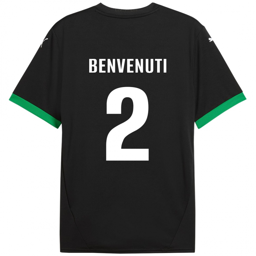 Bambino Maglia Giacomo Benvenuti #2 Nero Verde Scuro Kit Gara Home 2024/25 Maglietta