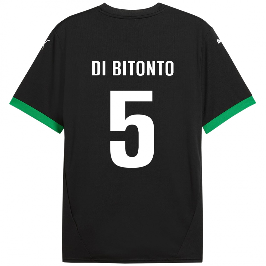 Bambino Maglia Alessandro Di Bitonto #5 Nero Verde Scuro Kit Gara Home 2024/25 Maglietta