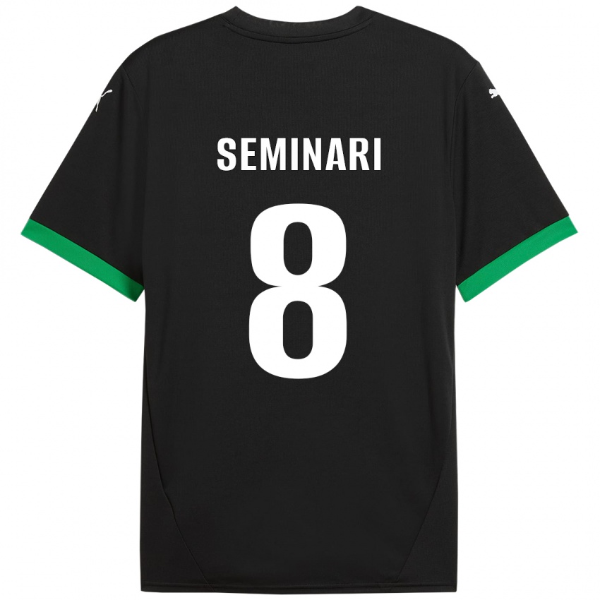 Bambino Maglia Giacomo Seminari #8 Nero Verde Scuro Kit Gara Home 2024/25 Maglietta