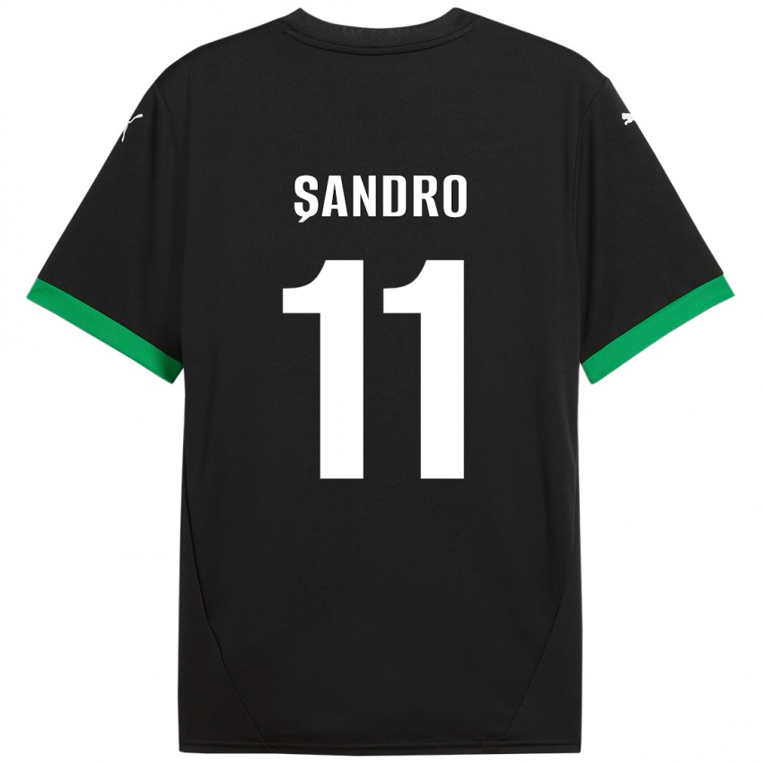 Bambino Maglia Denis Șandro #11 Nero Verde Scuro Kit Gara Home 2024/25 Maglietta