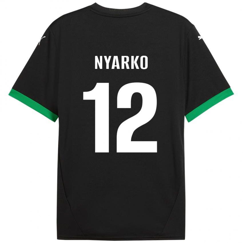 Bambino Maglia Lorenzo Nyarko #12 Nero Verde Scuro Kit Gara Home 2024/25 Maglietta