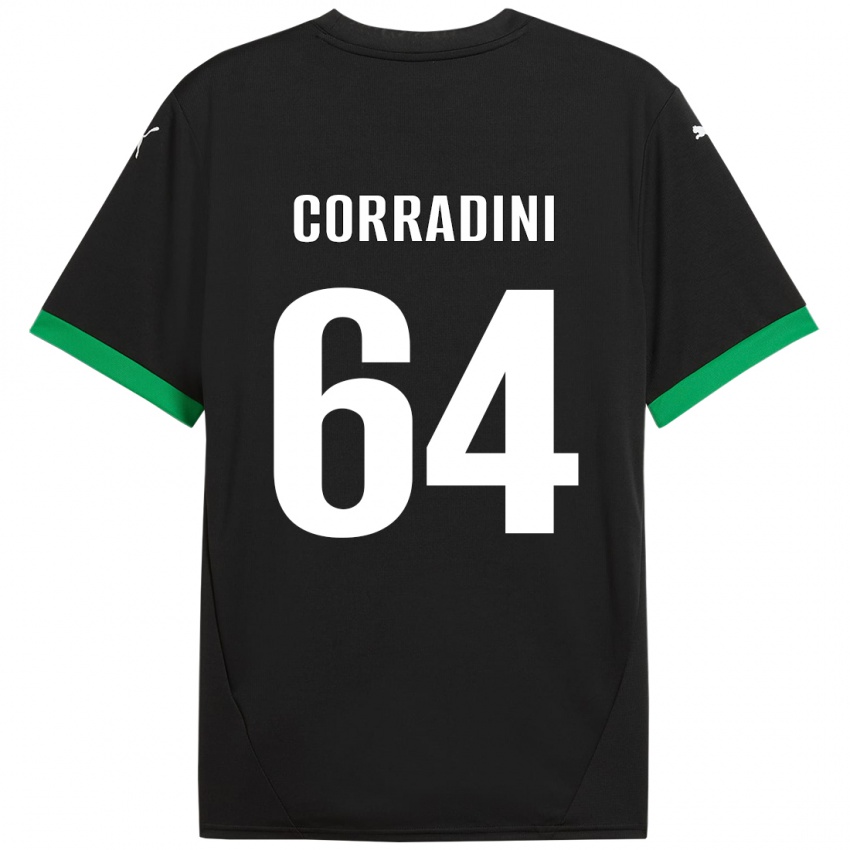 Bambino Maglia Francesco Corradini #64 Nero Verde Scuro Kit Gara Home 2024/25 Maglietta