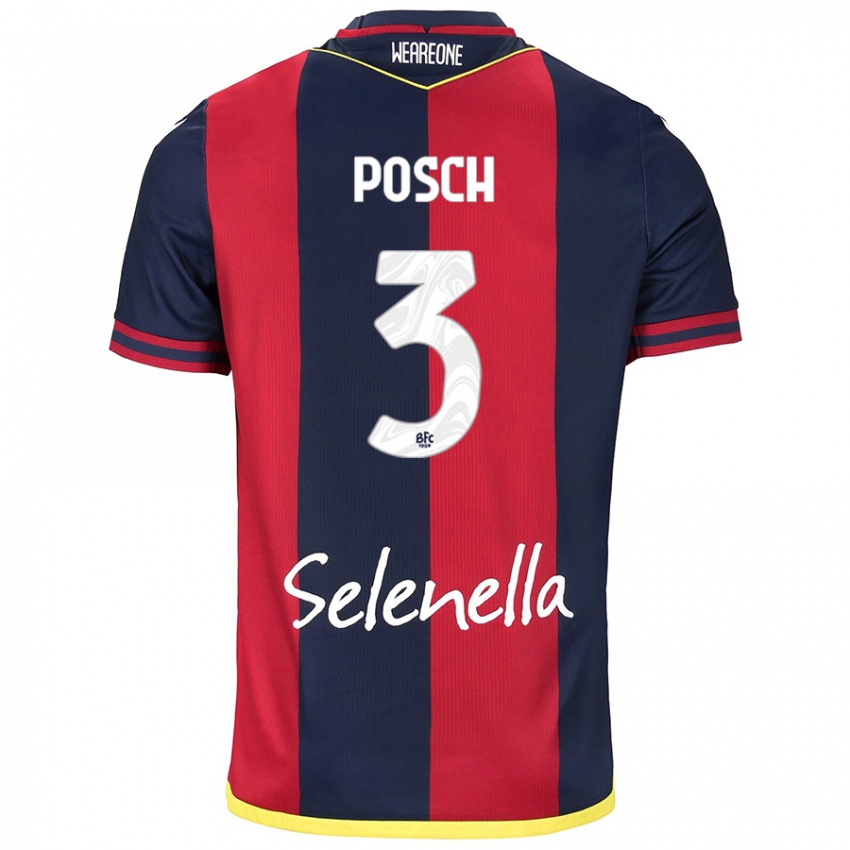 Bambino Maglia Stefan Posch #3 Rosso Blu Reale Kit Gara Home 2024/25 Maglietta