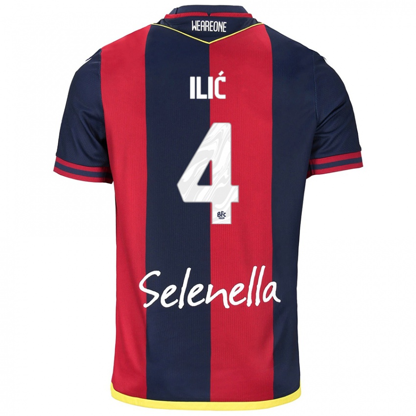 Bambino Maglia Mihajlo Ilić #4 Rosso Blu Reale Kit Gara Home 2024/25 Maglietta