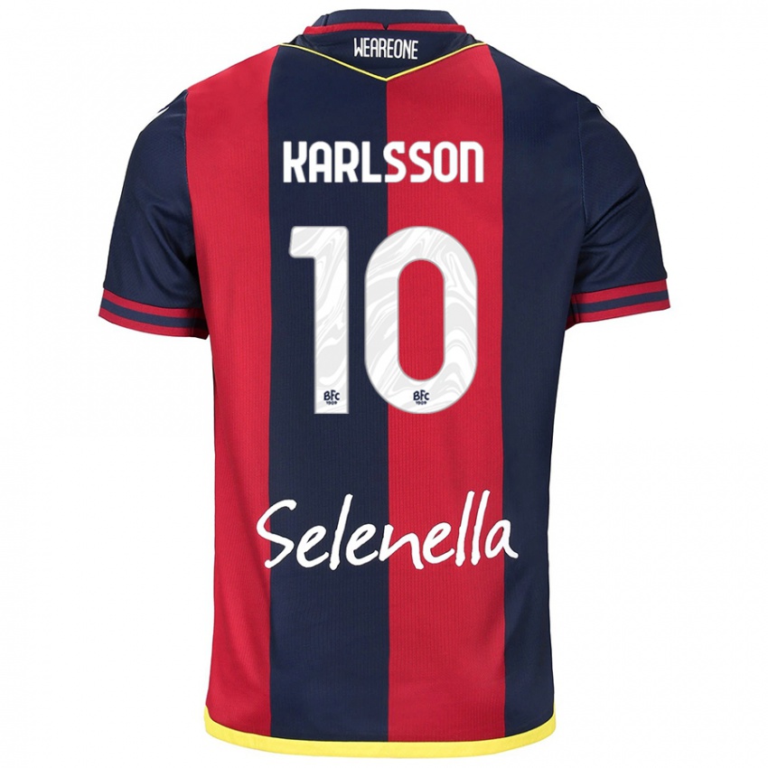 Bambino Maglia Jesper Karlsson #10 Rosso Blu Reale Kit Gara Home 2024/25 Maglietta