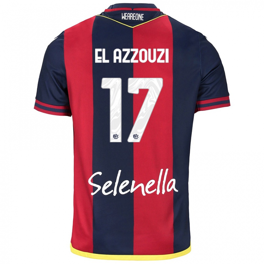 Bambino Maglia Oussama El Azzouzi #17 Rosso Blu Reale Kit Gara Home 2024/25 Maglietta