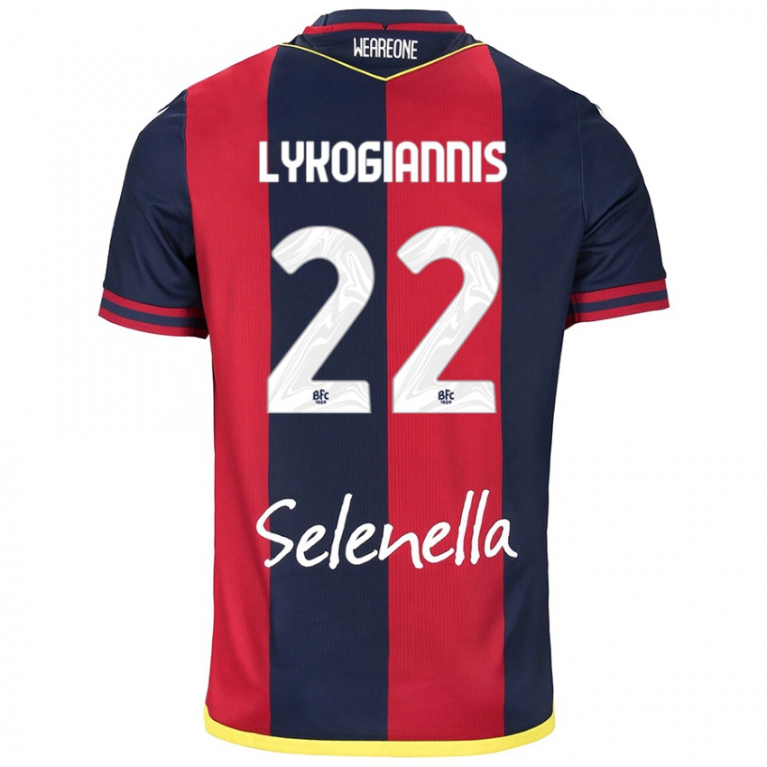 Bambino Maglia Charalampos Lykogiannis #22 Rosso Blu Reale Kit Gara Home 2024/25 Maglietta