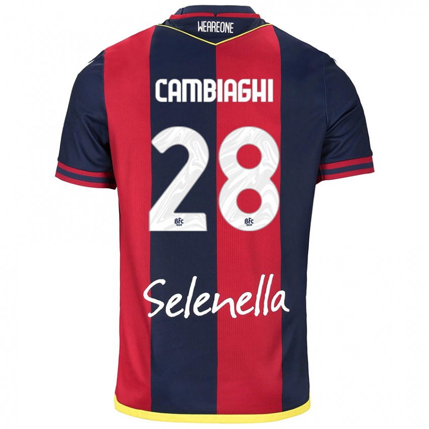 Bambino Maglia Nicolò Cambiaghi #28 Rosso Blu Reale Kit Gara Home 2024/25 Maglietta