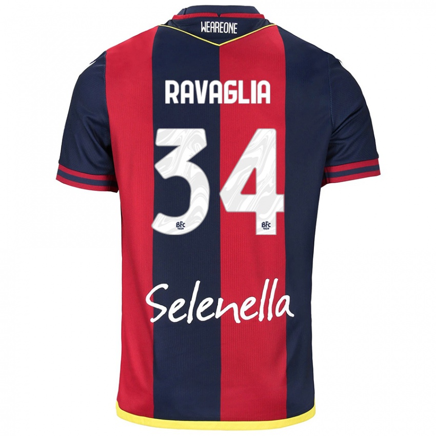 Bambino Maglia Federico Ravaglia #34 Rosso Blu Reale Kit Gara Home 2024/25 Maglietta