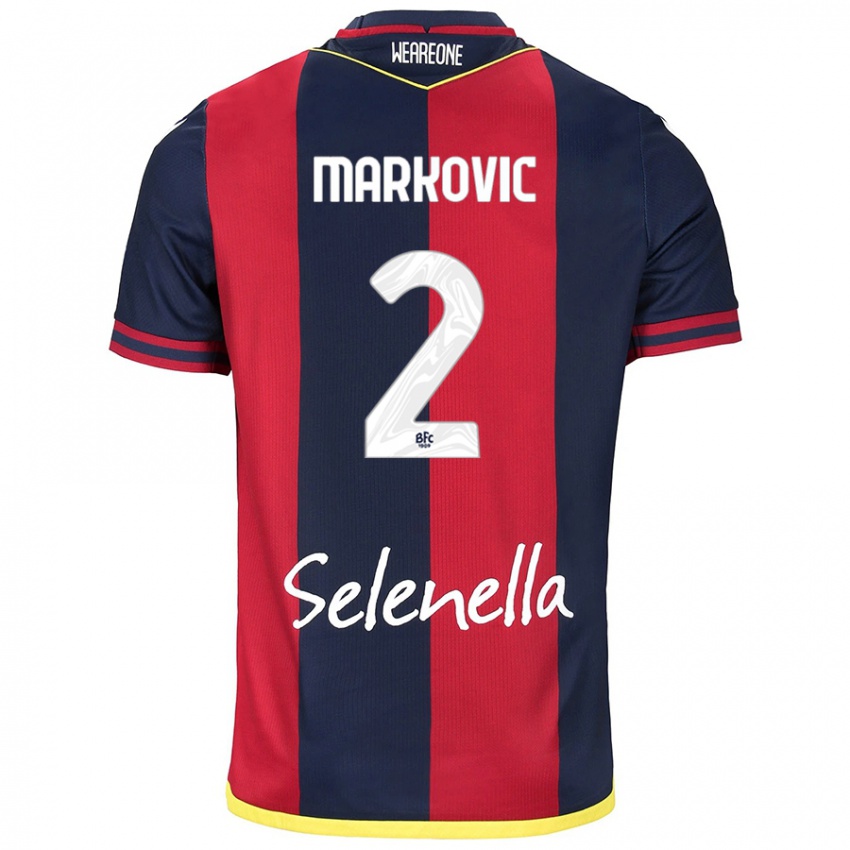 Bambino Maglia Petar Markovic #2 Rosso Blu Reale Kit Gara Home 2024/25 Maglietta