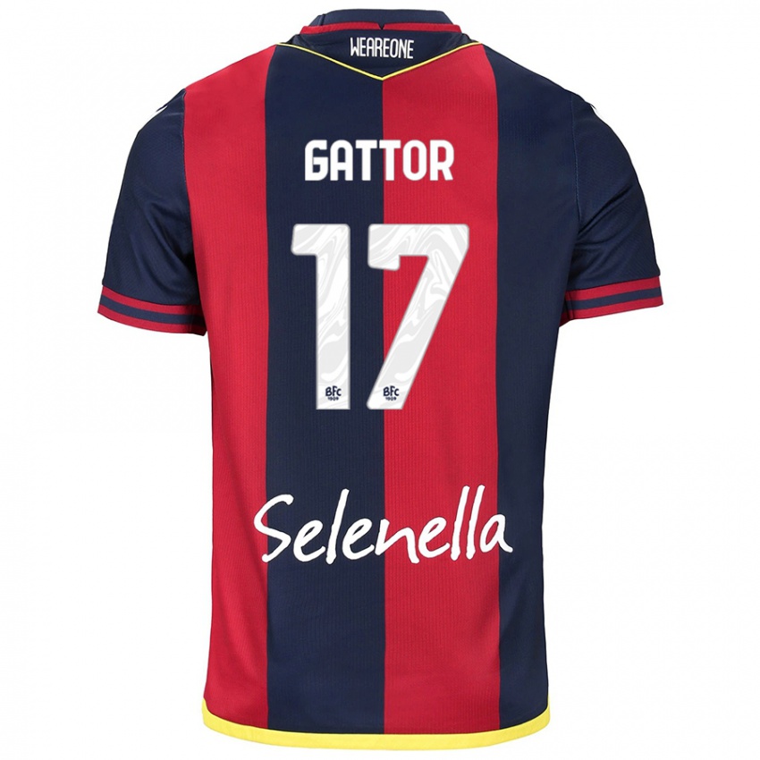 Bambino Maglia Gianluca Gattor #17 Rosso Blu Reale Kit Gara Home 2024/25 Maglietta