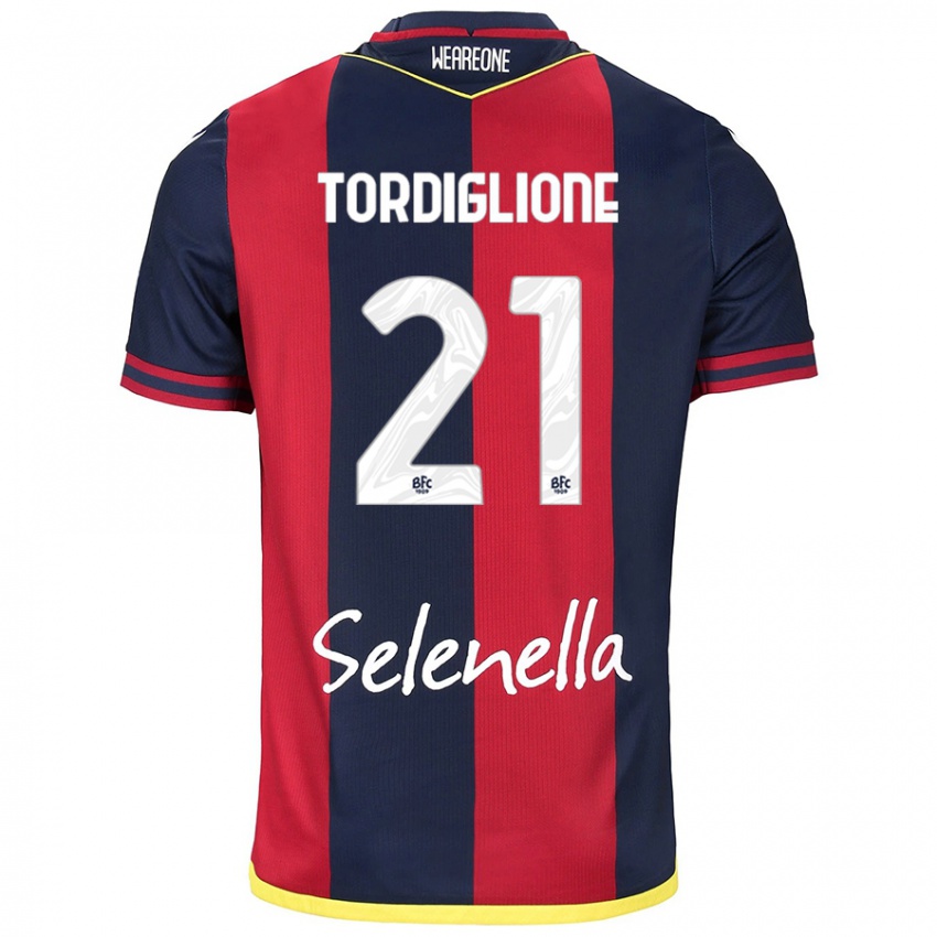 Bambino Maglia Nicolò Tordiglione #21 Rosso Blu Reale Kit Gara Home 2024/25 Maglietta