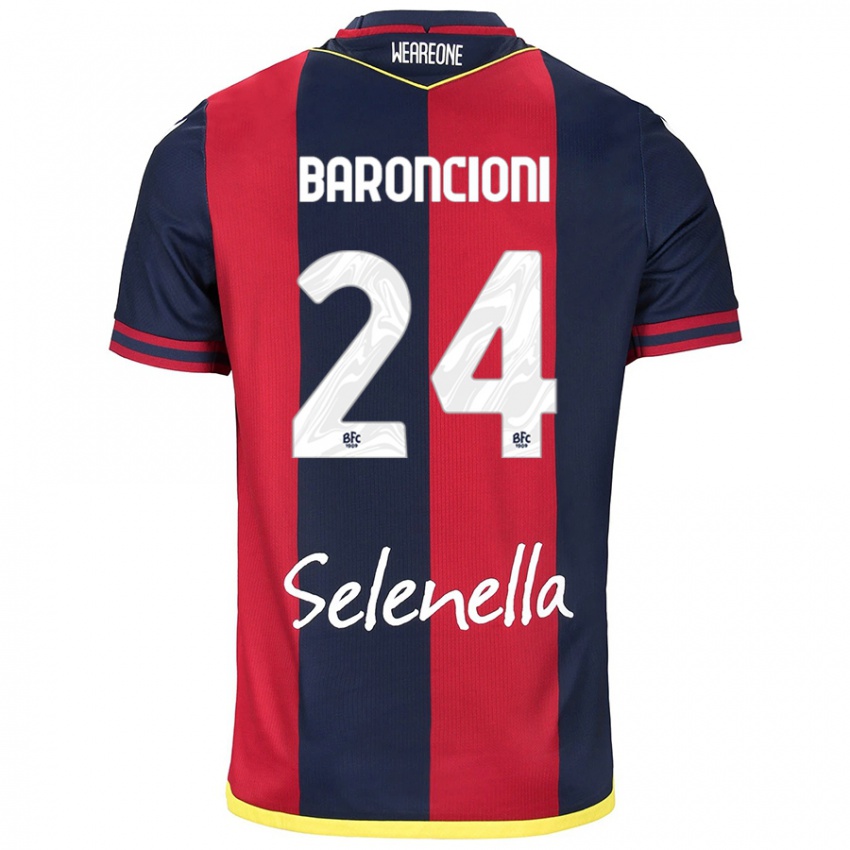 Bambino Maglia Davide Baroncioni #24 Rosso Blu Reale Kit Gara Home 2024/25 Maglietta