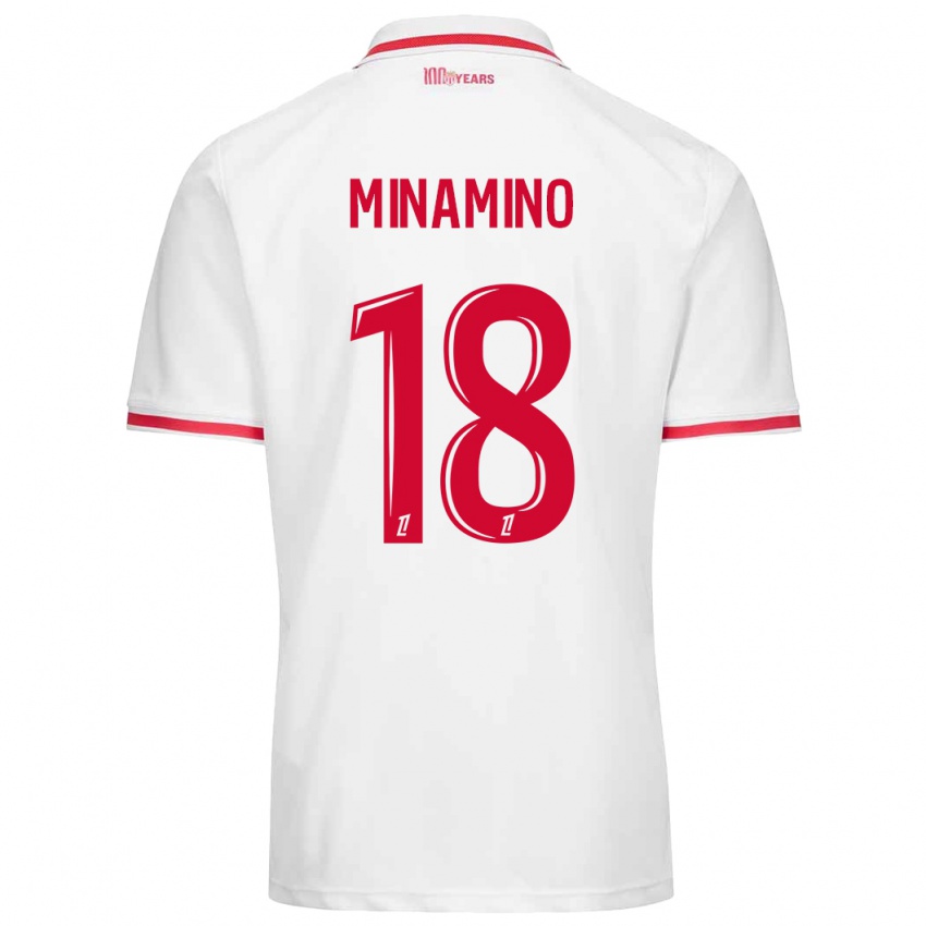 Bambino Maglia Takumi Minamino #18 Bianco Rosso Kit Gara Home 2024/25 Maglietta