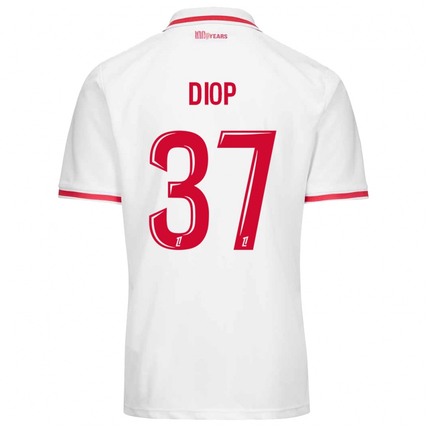 Bambino Maglia Edan Diop #37 Bianco Rosso Kit Gara Home 2024/25 Maglietta