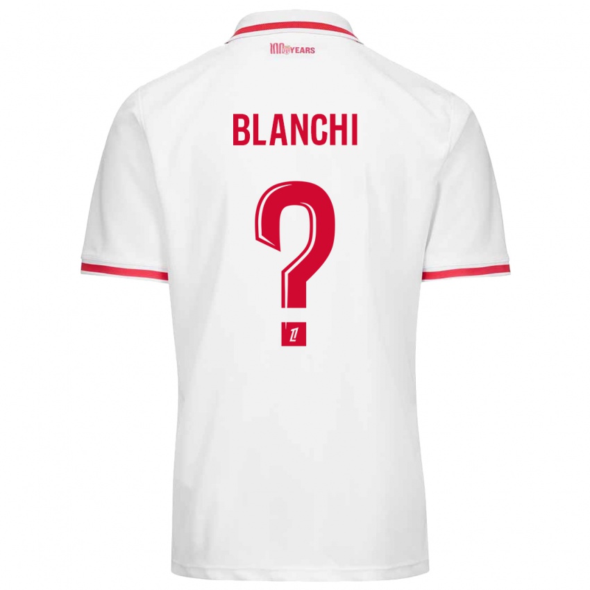 Bambino Maglia Florian Blanchi #0 Bianco Rosso Kit Gara Home 2024/25 Maglietta