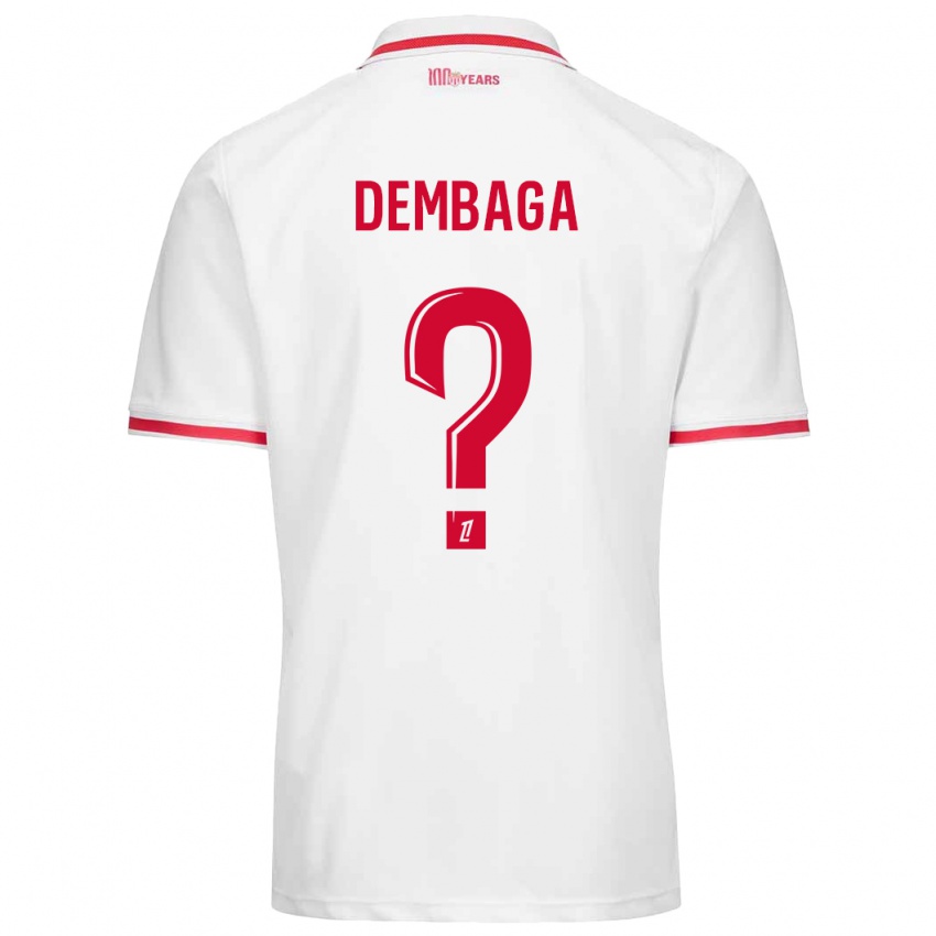 Bambino Maglia Boubakar Dembaga #0 Bianco Rosso Kit Gara Home 2024/25 Maglietta