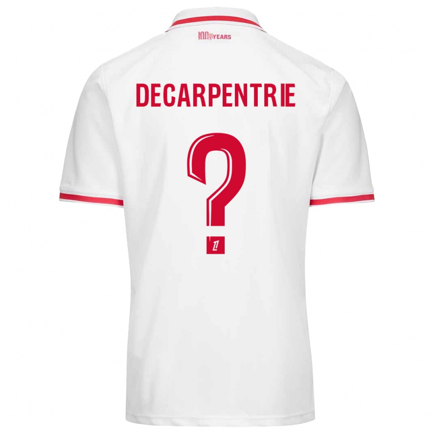 Bambino Maglia Valentin Decarpentrie #0 Bianco Rosso Kit Gara Home 2024/25 Maglietta