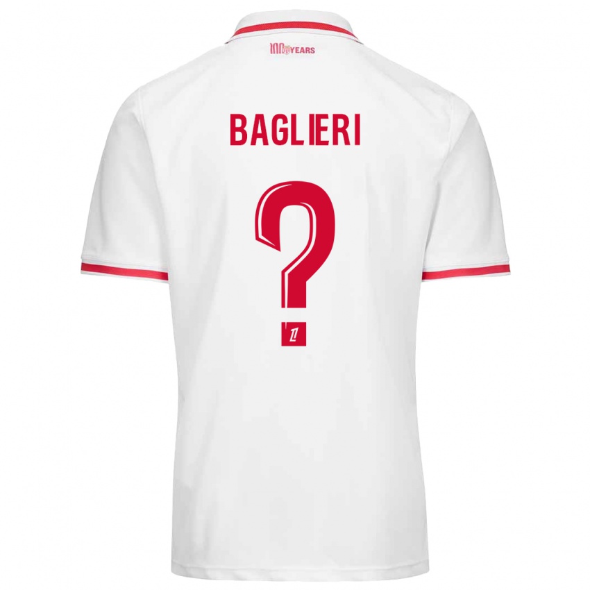 Bambino Maglia Enzo Baglieri #0 Bianco Rosso Kit Gara Home 2024/25 Maglietta