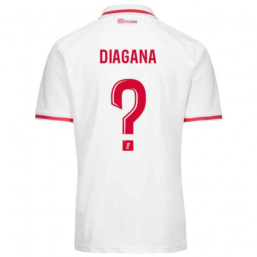 Bambino Maglia Abdoulaye Diagana #0 Bianco Rosso Kit Gara Home 2024/25 Maglietta