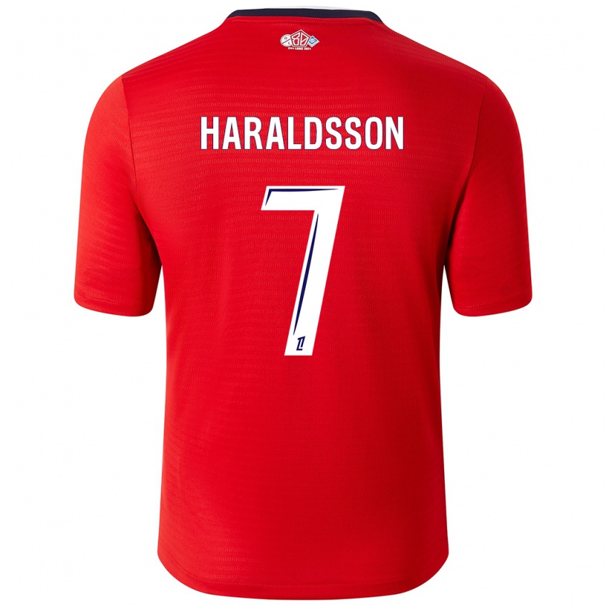 Bambino Maglia Hákon Arnar Haraldsson #7 Rosso Bianco Kit Gara Home 2024/25 Maglietta