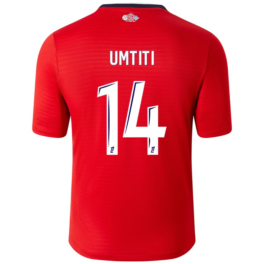 Bambino Maglia Samuel Umtiti #14 Rosso Bianco Kit Gara Home 2024/25 Maglietta