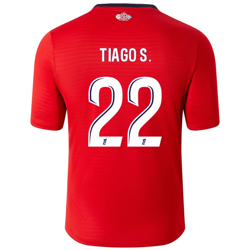 Bambino Maglia Tiago Santos #22 Rosso Bianco Kit Gara Home 2024/25 Maglietta