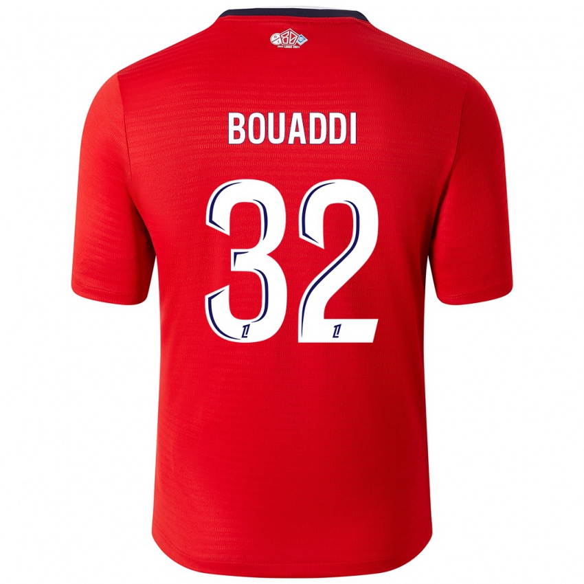 Bambino Maglia Ayyoub Bouaddi #32 Rosso Bianco Kit Gara Home 2024/25 Maglietta