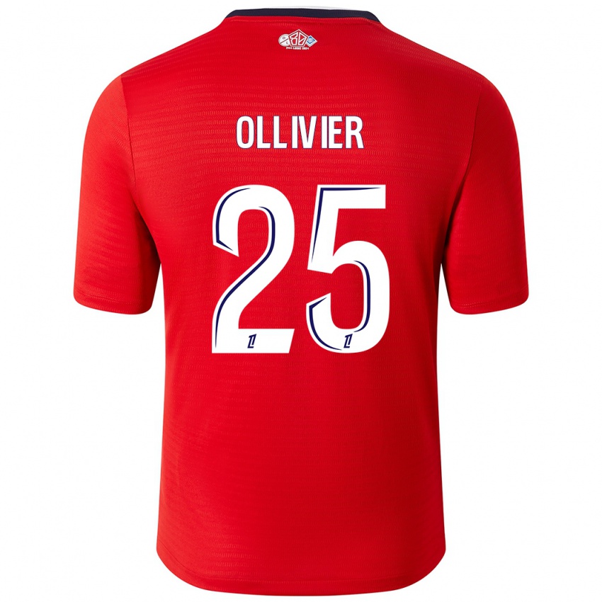 Bambino Maglia Agathe Ollivier #25 Rosso Bianco Kit Gara Home 2024/25 Maglietta