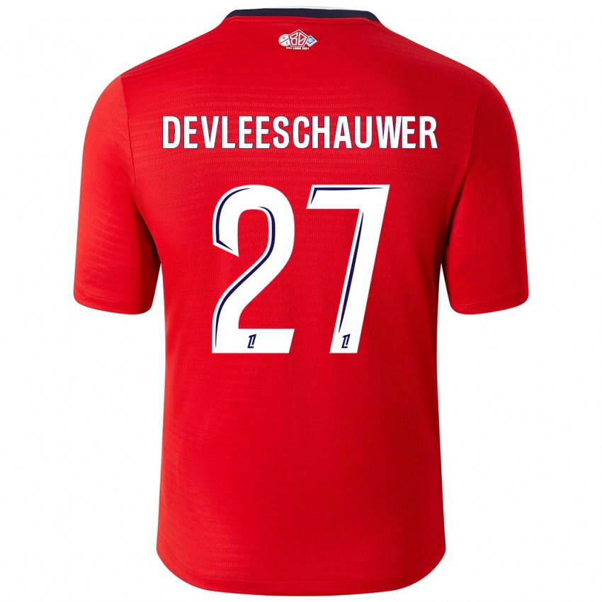 Bambino Maglia Gwenaëlle Devleeschauwer #27 Rosso Bianco Kit Gara Home 2024/25 Maglietta