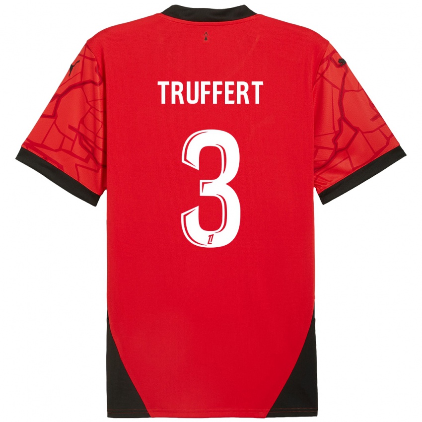 Bambino Maglia Adrien Truffert #3 Rosso Nero Kit Gara Home 2024/25 Maglietta