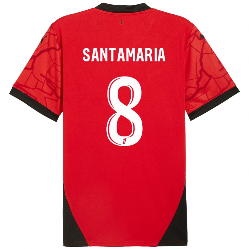 Bambino Maglia Baptiste Santamaria #8 Rosso Nero Kit Gara Home 2024/25 Maglietta