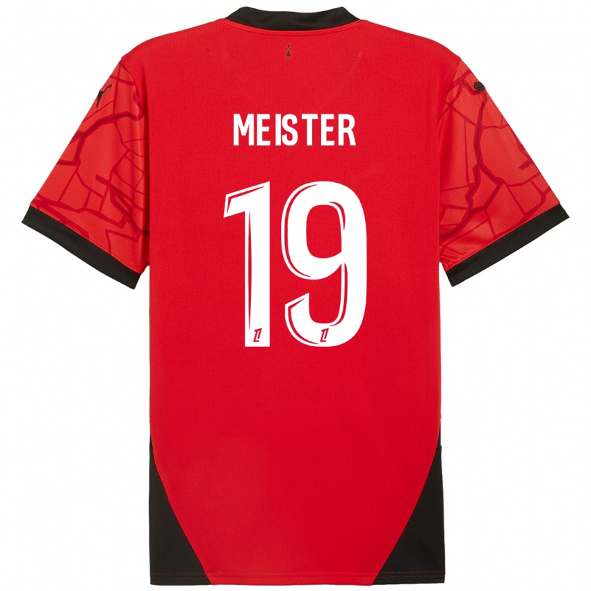 Bambino Maglia Henrik Meister #19 Rosso Nero Kit Gara Home 2024/25 Maglietta