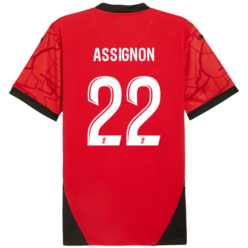 Bambino Maglia Lorenz Assignon #22 Rosso Nero Kit Gara Home 2024/25 Maglietta