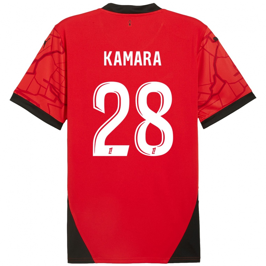 Bambino Maglia Glen Kamara #28 Rosso Nero Kit Gara Home 2024/25 Maglietta