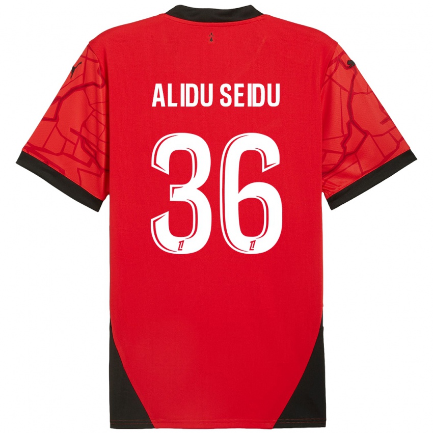 Bambino Maglia Alidu Seidu #36 Rosso Nero Kit Gara Home 2024/25 Maglietta