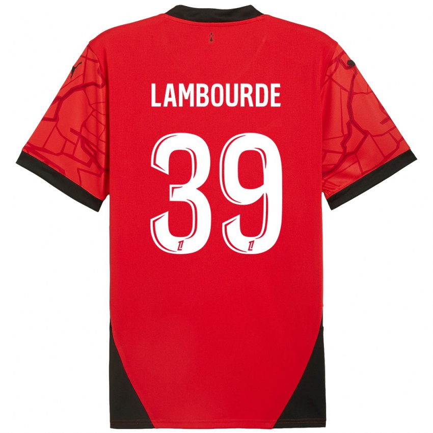 Bambino Maglia Mathis Lambourde #39 Rosso Nero Kit Gara Home 2024/25 Maglietta