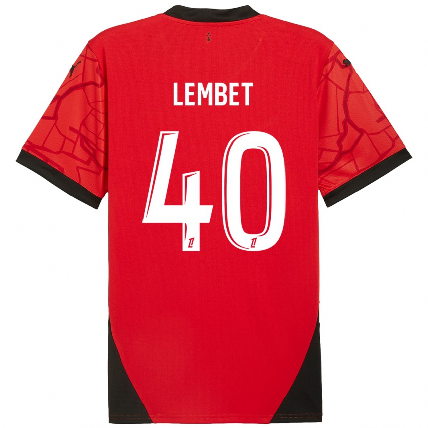 Bambino Maglia Geoffrey Lembet #40 Rosso Nero Kit Gara Home 2024/25 Maglietta