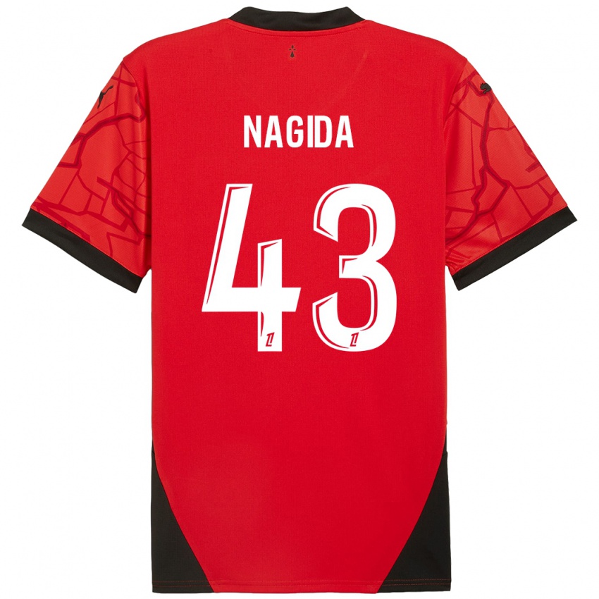 Bambino Maglia Mahamadou Nagida #43 Rosso Nero Kit Gara Home 2024/25 Maglietta