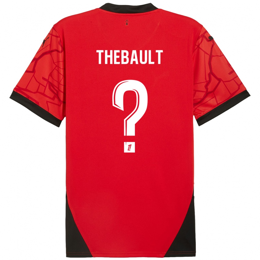 Bambino Maglia Yaël Thébault #0 Rosso Nero Kit Gara Home 2024/25 Maglietta