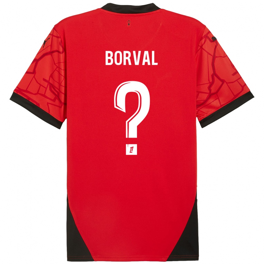 Bambino Maglia Cyril Borval #0 Rosso Nero Kit Gara Home 2024/25 Maglietta