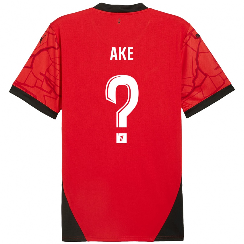 Bambino Maglia Junior Ake #0 Rosso Nero Kit Gara Home 2024/25 Maglietta