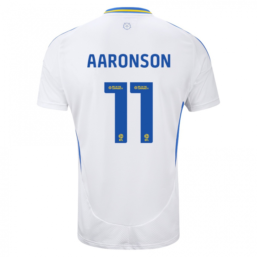 Bambino Maglia Brenden Aaronson #11 Bianco Blu Kit Gara Home 2024/25 Maglietta