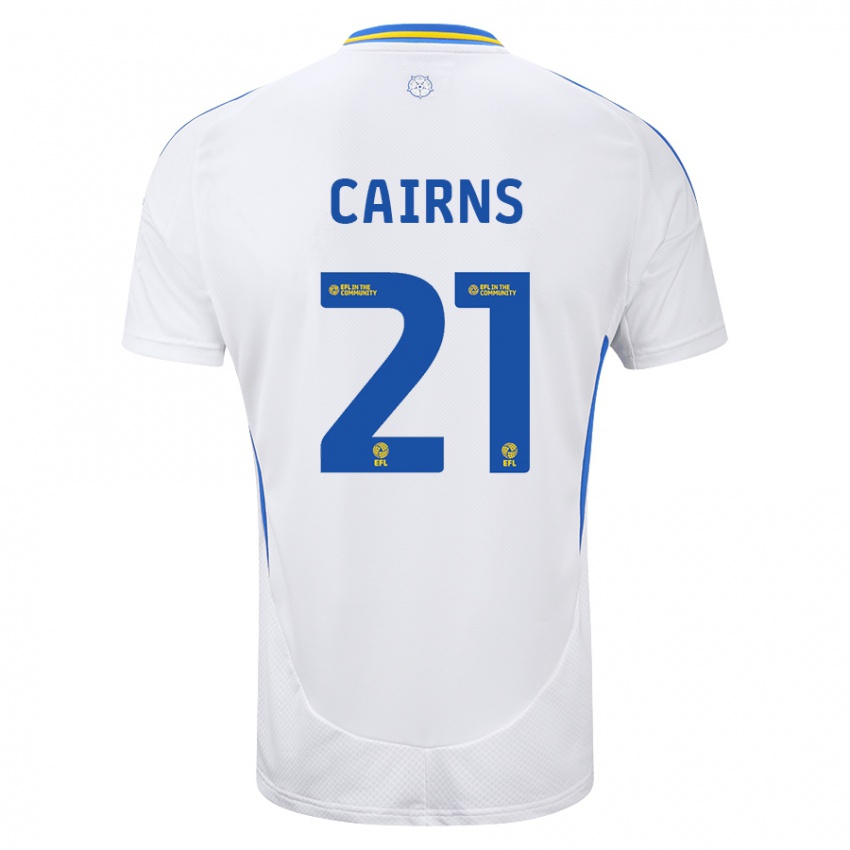 Bambino Maglia Alex Cairns #21 Bianco Blu Kit Gara Home 2024/25 Maglietta