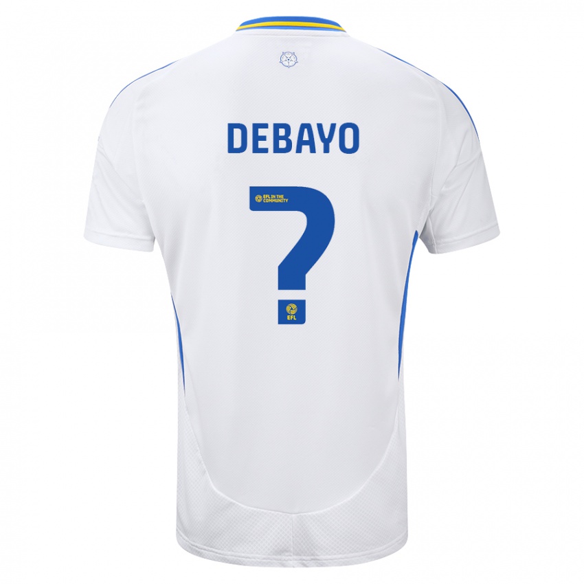 Bambino Maglia James Debayo #0 Bianco Blu Kit Gara Home 2024/25 Maglietta