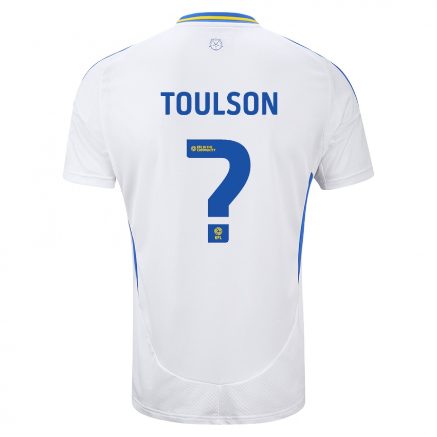 Bambino Maglia Daniel Toulson #0 Bianco Blu Kit Gara Home 2024/25 Maglietta