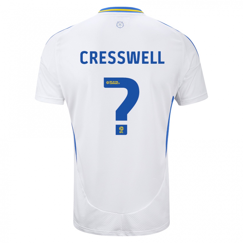 Bambino Maglia Alfie Cresswell #0 Bianco Blu Kit Gara Home 2024/25 Maglietta