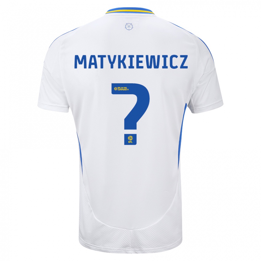 Bambino Maglia Luke Matykiewicz #0 Bianco Blu Kit Gara Home 2024/25 Maglietta